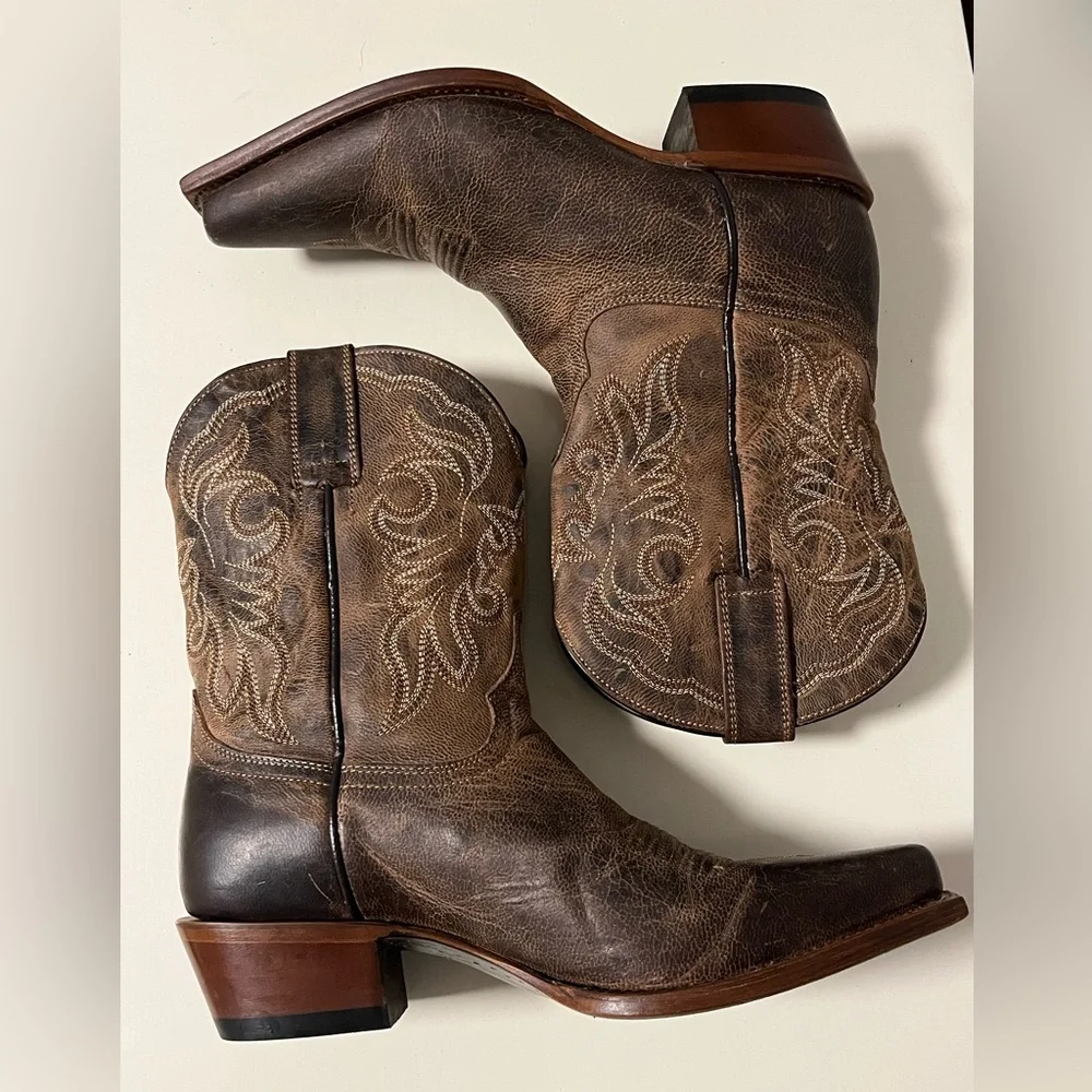 Shyanne Womens Sz 8.5M Western Cowgirl Cowboy Boots Snip Toe Brown Leather - Picture 6 of 16